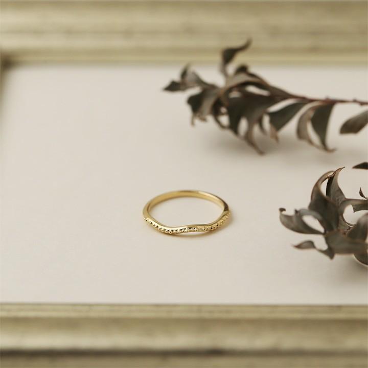 【土日限定2500円OFFクーポン有】  18金 リング k18 ピンキーリング k18リング ミル打ち ウェーブ 18k 指輪 レディース 18金指輪 18金リング ピンキー | DEVAS | 01