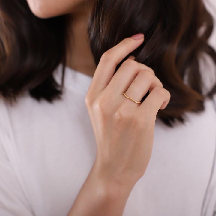 【土日限定2500円OFFクーポン有】  18金 リング k18 ピンキーリング k18リング ミル打ち ウェーブ 18k 指輪 レディース 18金指輪 18金リング ピンキー | DEVAS | 06