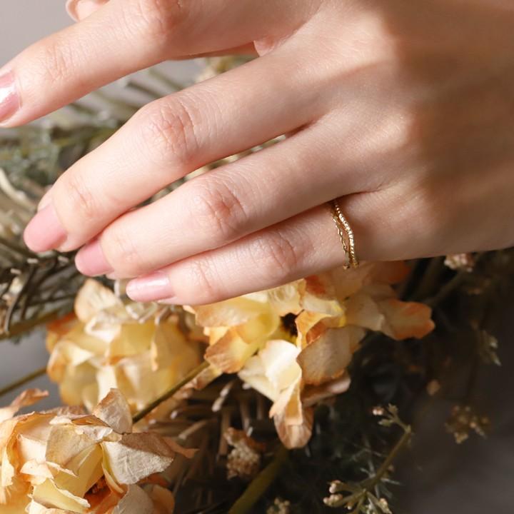 【土日限定2500円OFFクーポン有】  18金 リング k18 ピンキーリング k18リング ミル打ち ウェーブ 18k 指輪 レディース 18金指輪 18金リング ピンキー | DEVAS | 07