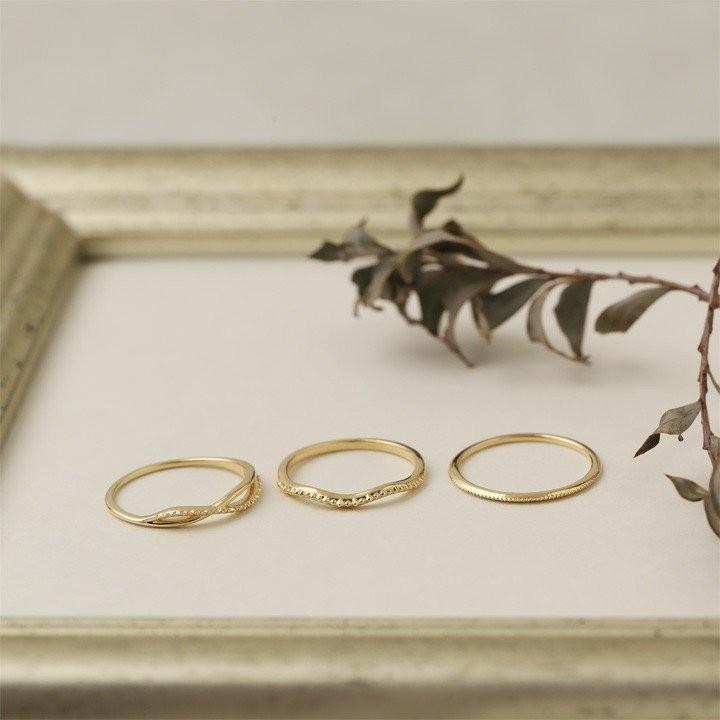 【土日限定2500円OFFクーポン有】  18金 リング k18 ピンキーリング k18リング ミル打ち ウェーブ 18k 指輪 レディース 18金指輪 18金リング ピンキー | DEVAS | 08