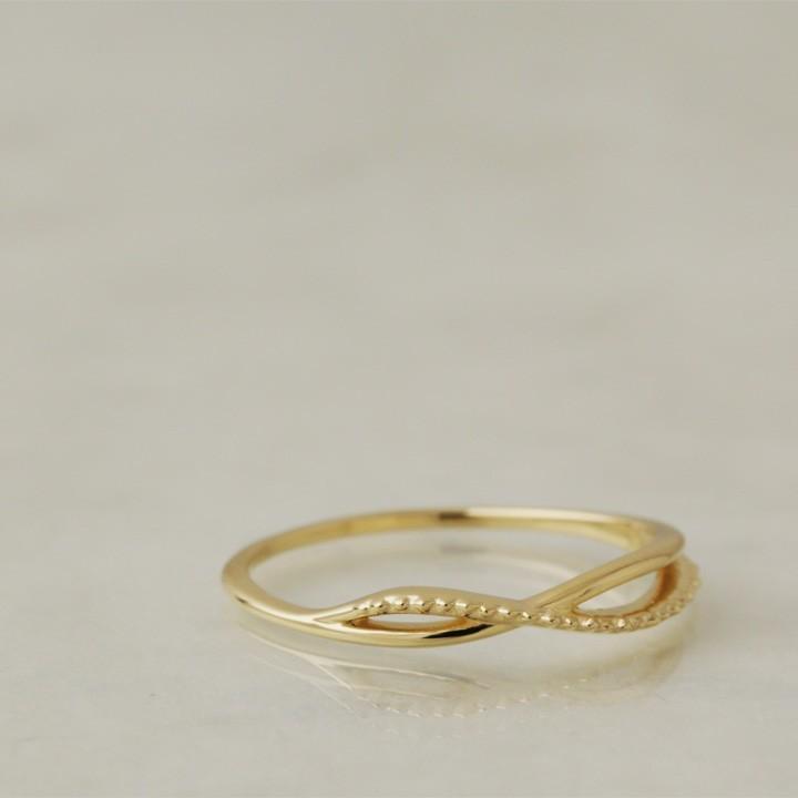 【土日限定2000円OFFクーポン有】 18金 リング k18 ピンキーリング k18リング クロス 2連風 18k 指輪 レディース 18金指輪 18金リング ピンキー | DEVAS | 03