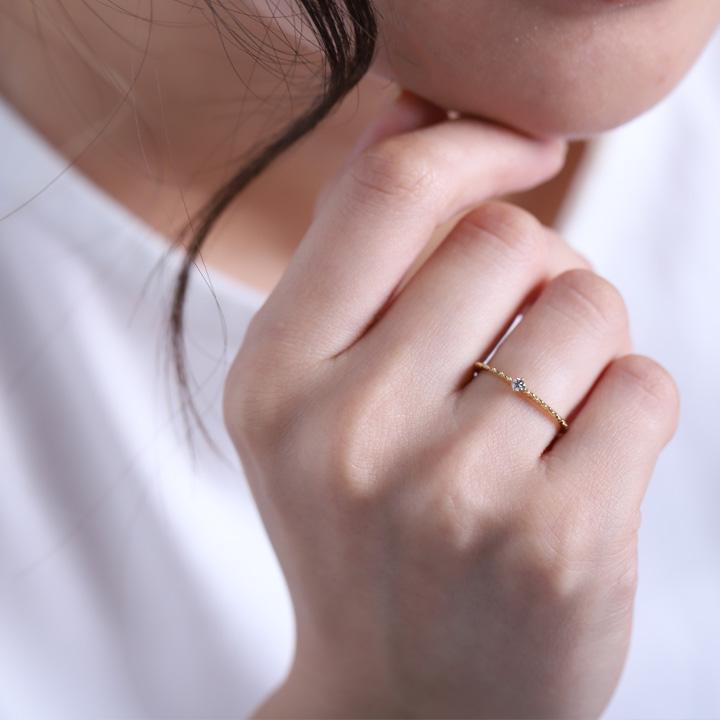 【土日限定2000円OFFクーポン有】 18金 リング k18 ピンキーリング k18リング ミル打ち 18k 指輪 レディース 18金指輪 18金リング シンプル ピンキー | DEVAS | 13