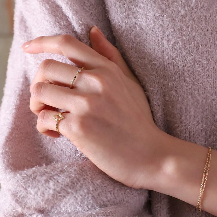 【土日限定2000円OFFクーポン有】 18金 リング k18 ピンキーリング k18リング クラッシュ18k 指輪 レディース 18金指輪 18金リング シンプル ピンキー | DEVAS | 12