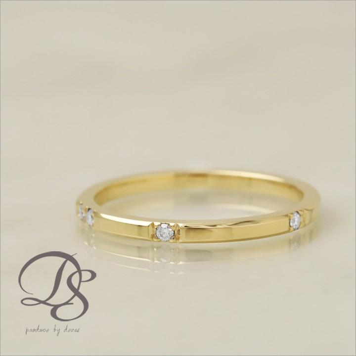 【土日限定3500円OFFクーポン有】 18金 リング k18 k18リング ダイヤモンド 6石 チョコバー 18k 指輪 レディース 18金指輪 18金リング シンプル刻印 | DEVAS