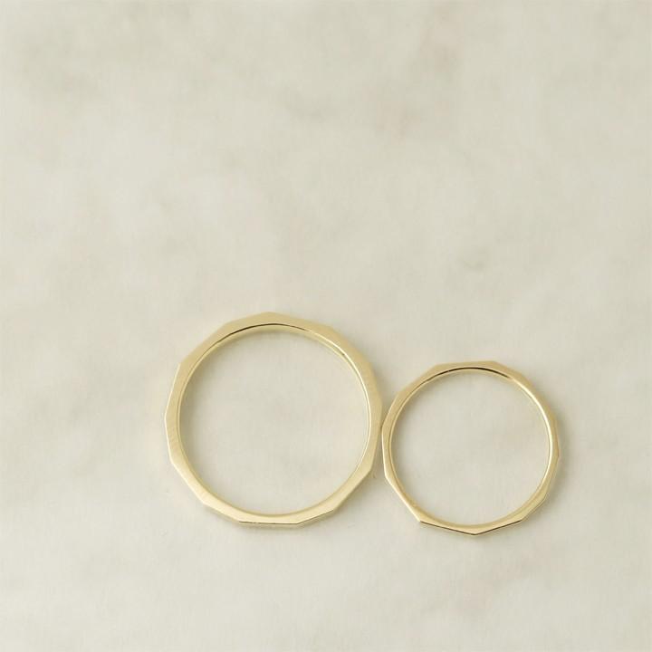 【土日限定8000円OFFクーポン有】 18金 リング k18 ペアリング k18リング 長方形 角状 刻印 結婚指輪 マリッジリング 18k 指輪 18金指輪 18金リング | DEVAS | 02