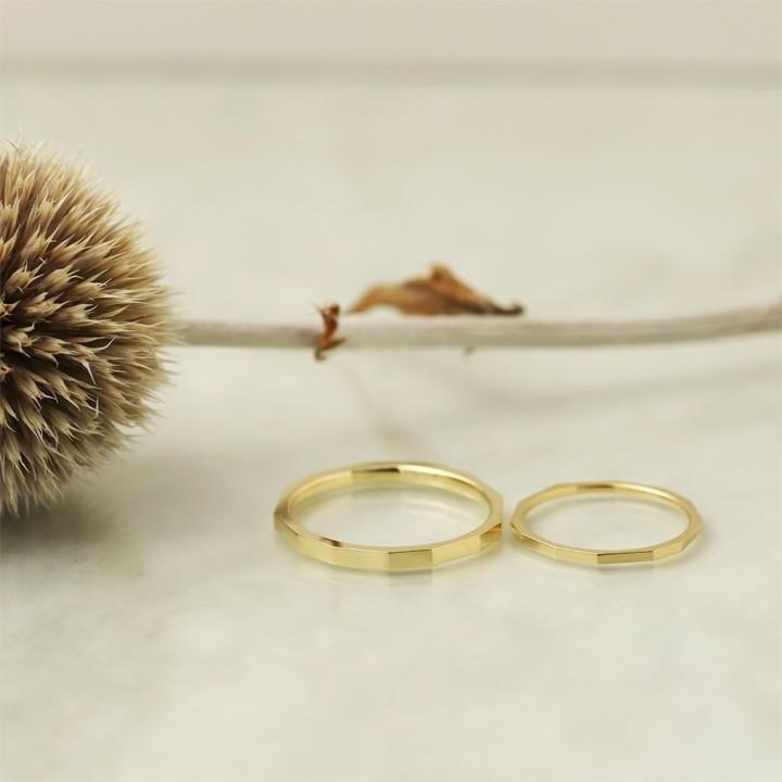 【土日限定8000円OFFクーポン有】 18金 リング k18 ペアリング k18リング 長方形 角状 刻印 結婚指輪 マリッジリング 18k 指輪 18金指輪 18金リング | DEVAS | 03