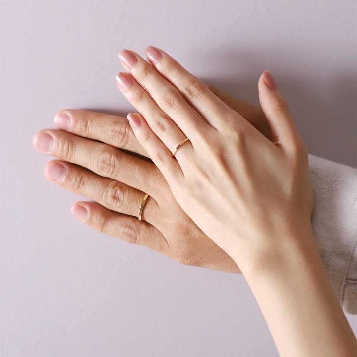 【土日限定8000円OFFクーポン有】 18金 リング k18 ペアリング k18リング 長方形 角状 刻印 結婚指輪 マリッジリング 18k 指輪 18金指輪 18金リング | DEVAS | 07