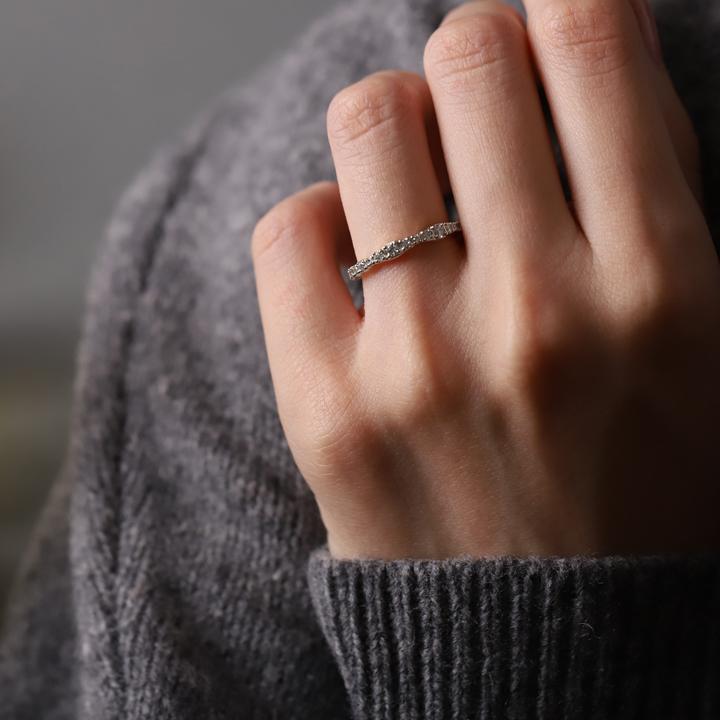 【土日限定6500円OFFクーポン有】  プラチナリング ダイヤ ハーフエタニティ リング プラチナ 指輪 ダイヤモンド 本物 レディース プラチナ指輪 シンプル | DEVAS | 02