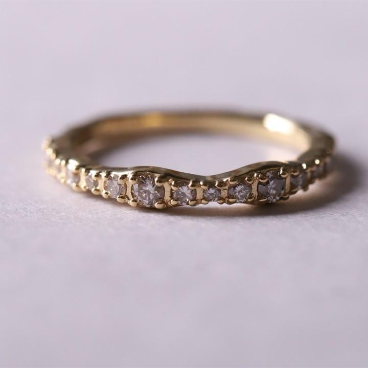 K18 ゴールド リング ハーフエタニティリング ダイヤモンド レディース 18K 18金 ギフト :SCN-R025:デザイナーズジュエリー DEVAS 通販 指なじみの良いクロスエタニティ! K18YG ダイヤモンド リング 華奢 シンプル 人気 おしゃれ エタニティ Tモチーフ クロス ダイヤ ダイア 18k リング 指輪 細身 ジュエリー ギフト