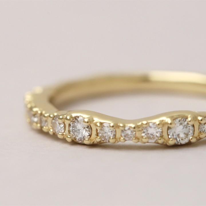 K18 ゴールド リング ハーフエタニティリング ダイヤモンド レディース 18K 18金 ギフト :SCN-R025:デザイナーズジュエリー DEVAS 通販 指なじみの良いクロスエタニティ! K18YG ダイヤモンド リング 華奢 シンプル 人気 おしゃれ エタニティ Tモチーフ クロス ダイヤ ダイア 18k リング 指輪 細身 ジュエリー ギフト