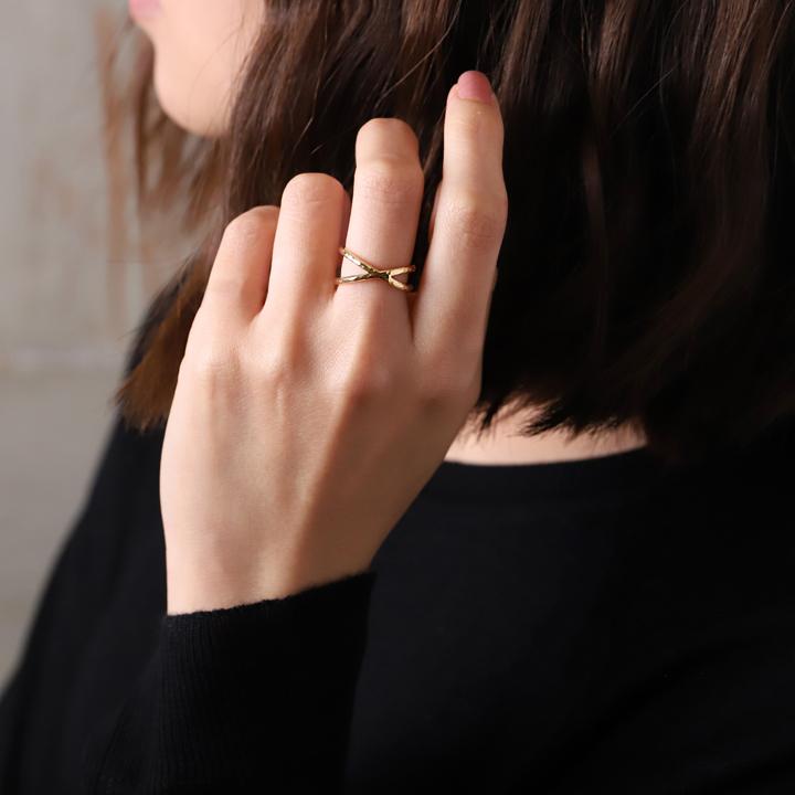 【土日限定8000円OFFクーポン有】 18金 リング k18 k18リング 3WAY クロス 18k 指輪 レディース 18金指輪 18金リング 幅広 ピンクゴールド プラチナ | DEVAS | 01