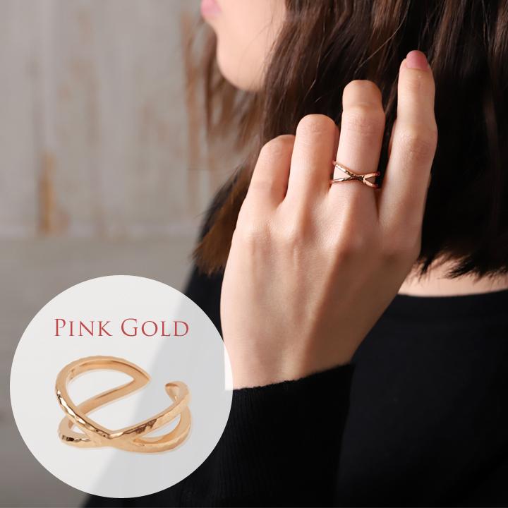 【土日限定8000円OFFクーポン有】 18金 リング k18 k18リング 3WAY クロス 18k 指輪 レディース 18金指輪 18金リング 幅広 ピンクゴールド プラチナ | DEVAS | 13