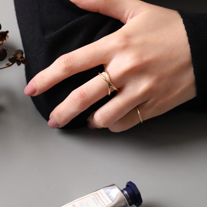 【土日限定8000円OFFクーポン有】 18金 リング k18 k18リング 3WAY クロス 18k 指輪 レディース 18金指輪 18金リング 幅広 ピンクゴールド プラチナ | DEVAS | 09