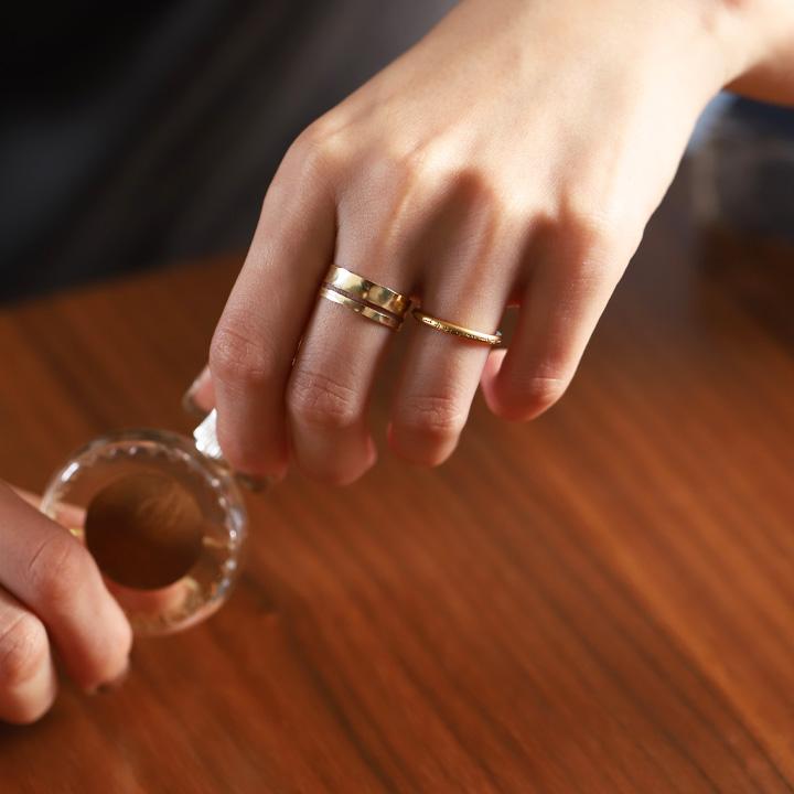 【土日限定5000円OFFクーポン有】 18金 リング k18 k18リング ワイド 槌目 ライン メンズ 18k 指輪 レディース 18金指輪 18金リング シンプル幅広 | DEVAS | 13