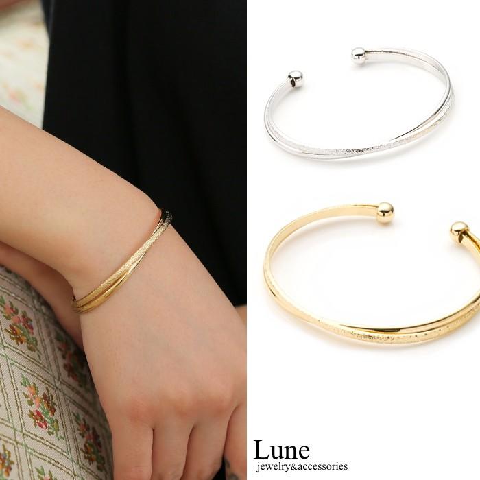 つや消し クロスバングル ツイスト ダスト加工 2連 | 