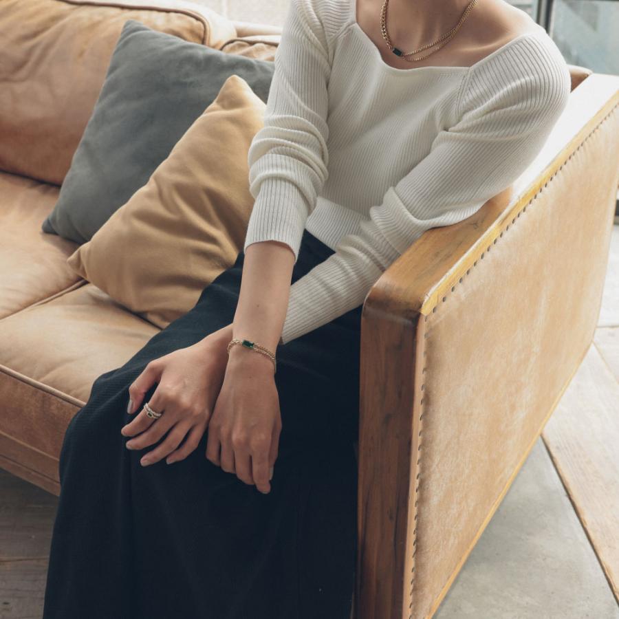 サージカルステンレス レクタングル ブレスレット グリーンビジュー |  | 04