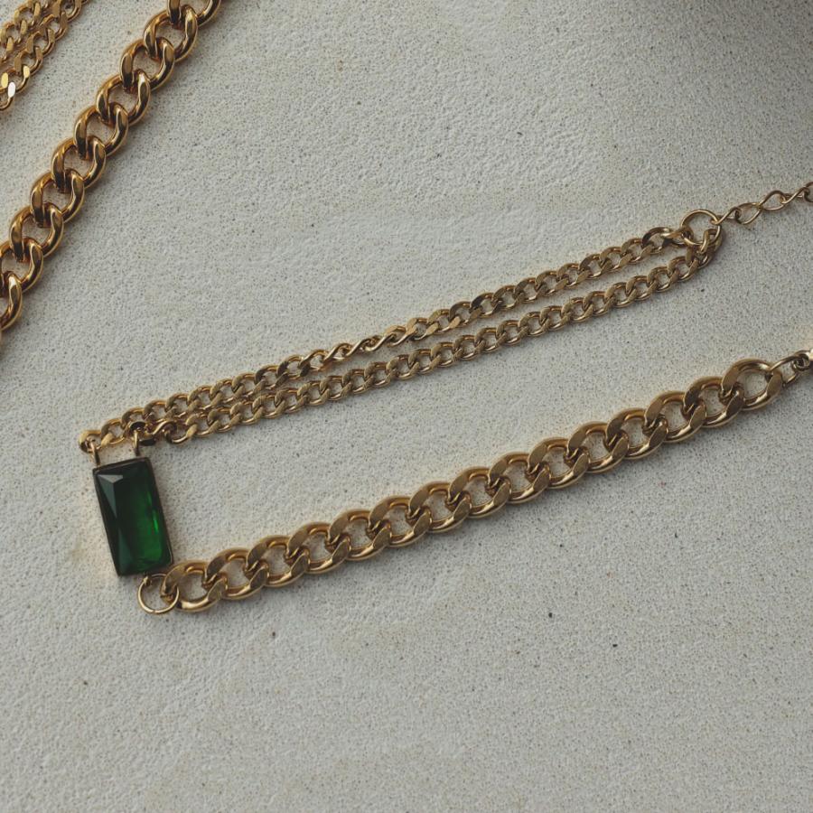 サージカルステンレス レクタングル ブレスレット グリーンビジュー |  | 09