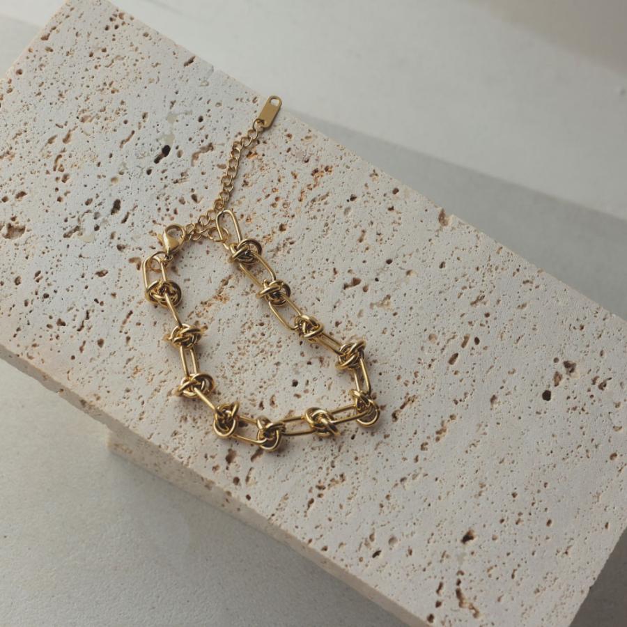 ステンレス ノット チェーン ブレスレット アレルギー 結び目 304 ステンレス鋼 K18GP |  | 01