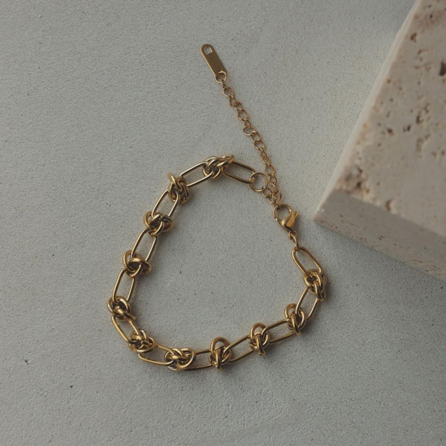 ステンレス ノット チェーン ブレスレット アレルギー 結び目 304 ステンレス鋼 K18GP |  | 03