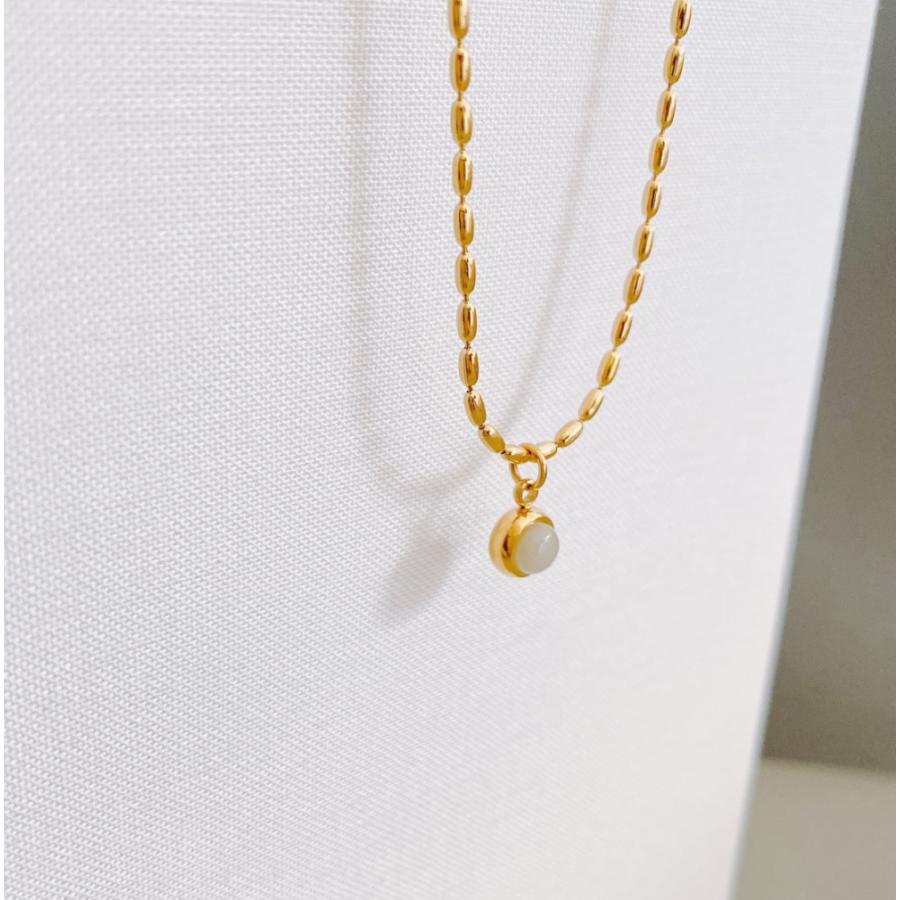 サージカルステンレス 翡翠 ライスチェーンネックレス ジェイド 天然石 316L |  | 01