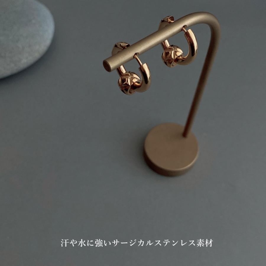 2way サージカルステンレス フープピアス カットチェック柄 簡単取り外し サークルパーツ アレルギー SUS316L ステンレス |  | 03