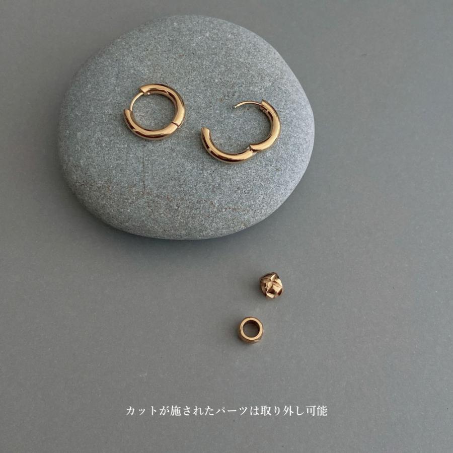 2way サージカルステンレス フープピアス カットチェック柄 簡単取り外し サークルパーツ アレルギー SUS316L ステンレス |  | 05