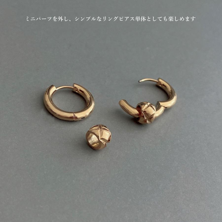 2way サージカルステンレス フープピアス カットチェック柄 簡単取り外し サークルパーツ アレルギー SUS316L ステンレス |  | 06