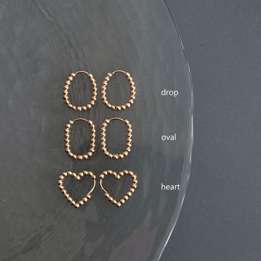 SUS316L サージカル メタル ボール フープピアス キャッチレス ボールデザイン ハート オーバル ドロップ |  | 08