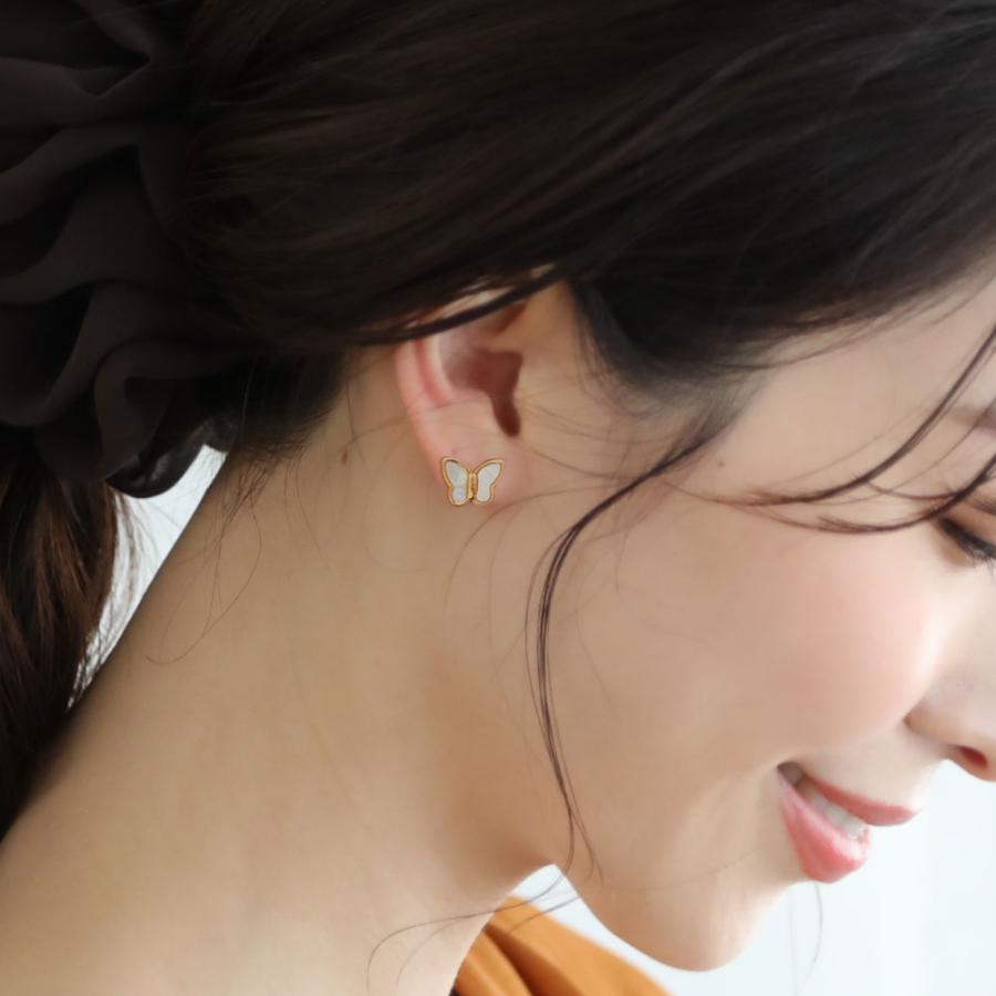 316L 白蝶貝 バタフライ ピアス サージカルステンレス SUS316L アレルギー マザーオブパール 真珠母貝 蝶々 |  | 02