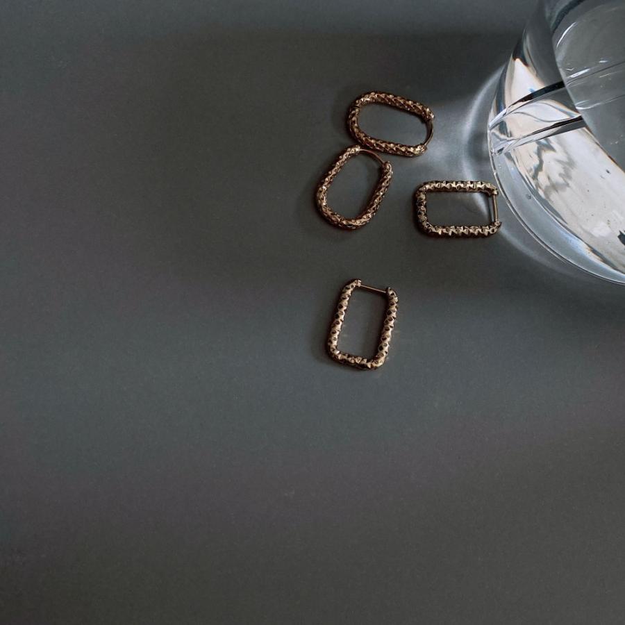 サージカルステンレス カット フープ ピアス SUS316L オーバル レクタングル キャッチレス アレルギー |  | 01