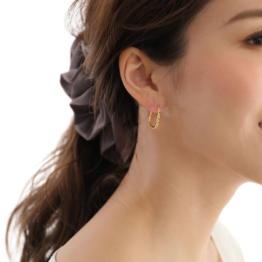 サージカルステンレス カット フープ ピアス SUS316L オーバル レクタングル キャッチレス アレルギー |  | 02