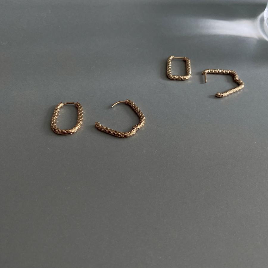 サージカルステンレス カット フープ ピアス SUS316L オーバル レクタングル キャッチレス アレルギー |  | 07