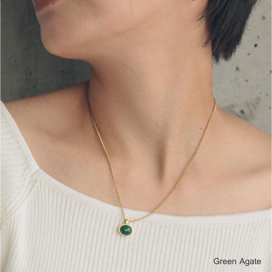 オーバル 天然石 ステンレス ネックレス アゲート 瑪瑙 グリーン タイガーアイ ナチュラル パワーストーン304 ステンレスネックレス |  | 03