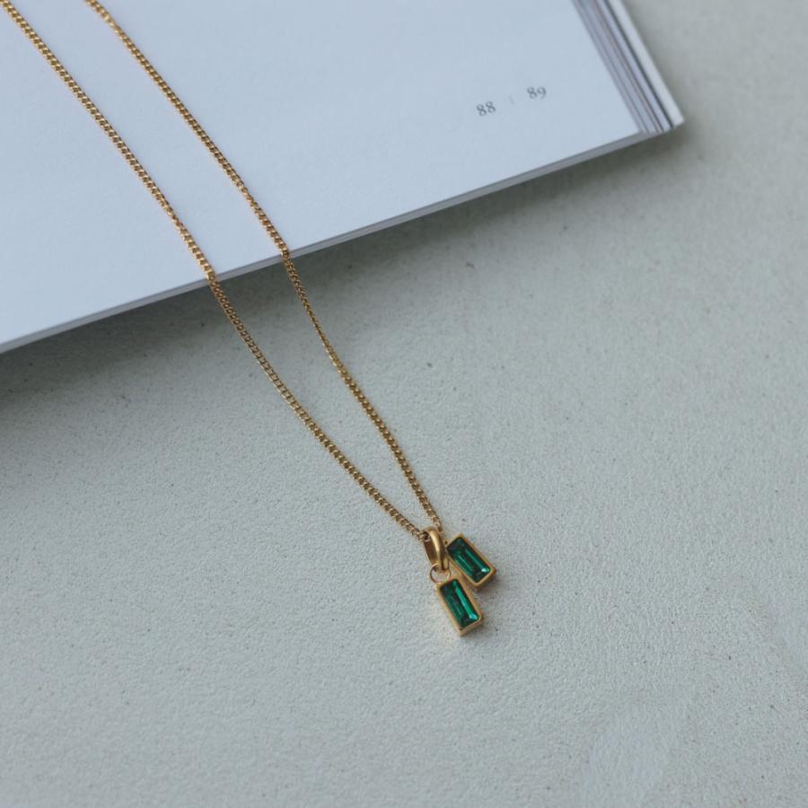 ツイン レクタングル サージカル ステンレス ネックレス グリーン 316L |  | 05