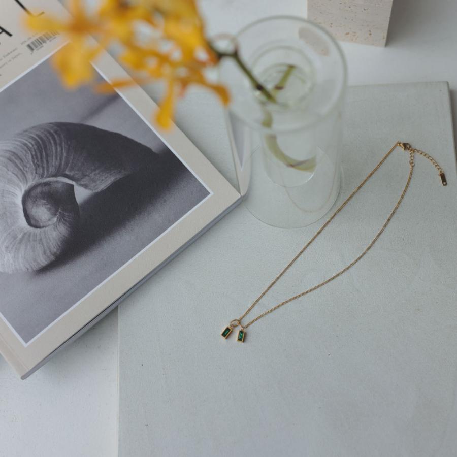 ツイン レクタングル サージカル ステンレス ネックレス グリーン 316L |  | 06