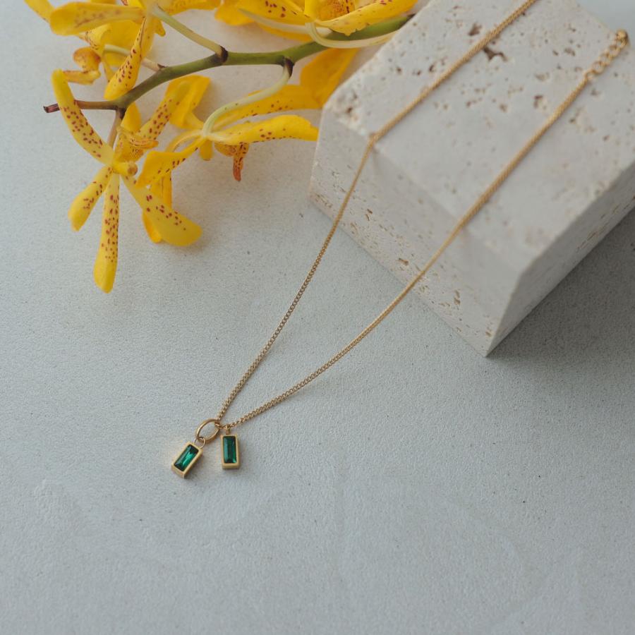 ツイン レクタングル サージカル ステンレス ネックレス グリーン 316L |  | 08