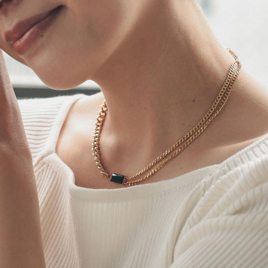 サージカル ステンレス ネックレス グリーン レクタングル 316L |  | 03