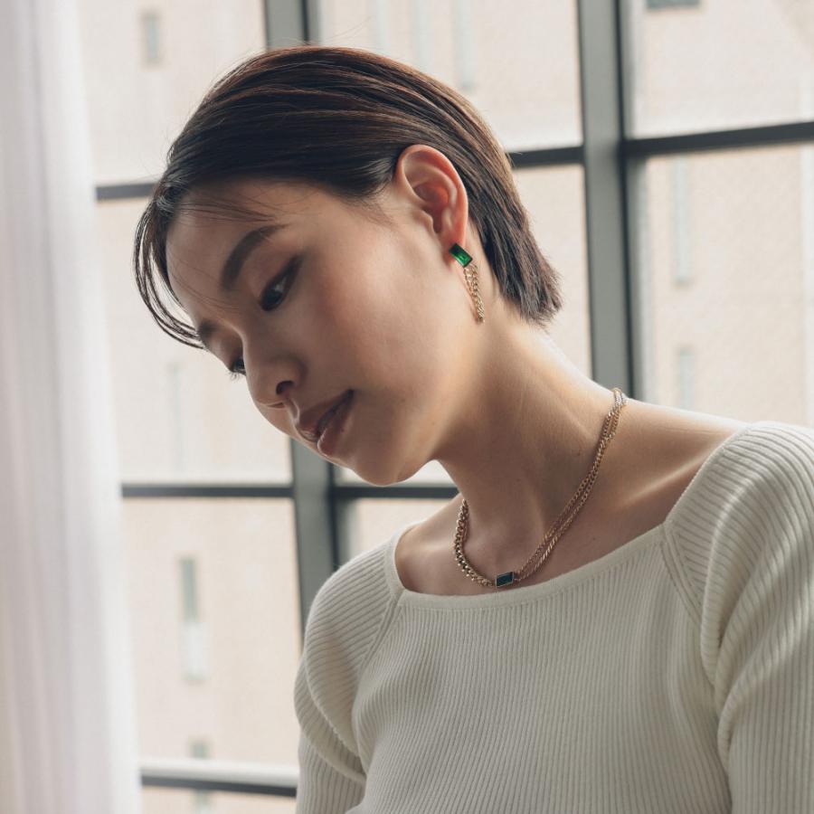 サージカル ステンレス ネックレス グリーン レクタングル 316L |  | 05