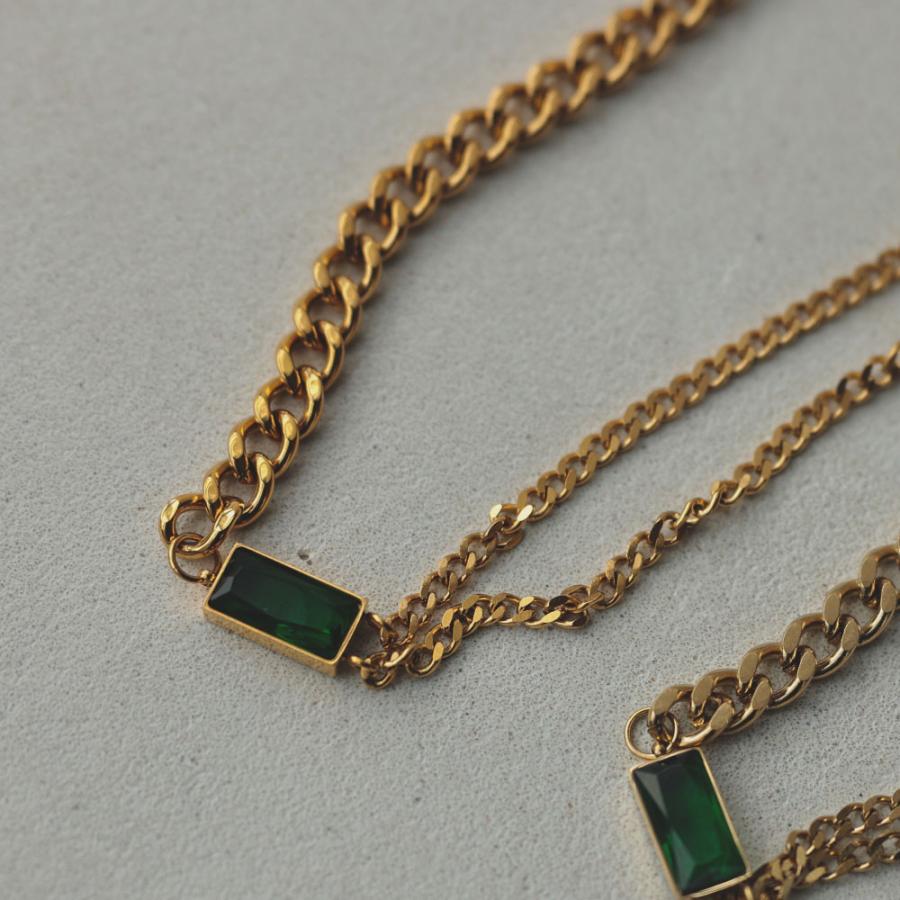 サージカル ステンレス ネックレス グリーン レクタングル 316L |  | 08