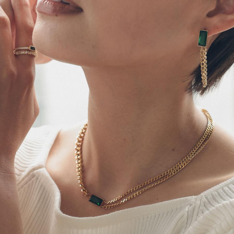 サージカル ステンレス ネックレス グリーン レクタングル 316L |  | 09