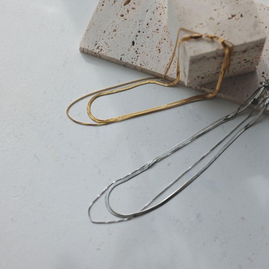 ステンレス 2連 ダブルチェーンネックレス ベネチアチェーン ヘリンボーン チェーン トレンド レイヤード |  | 01