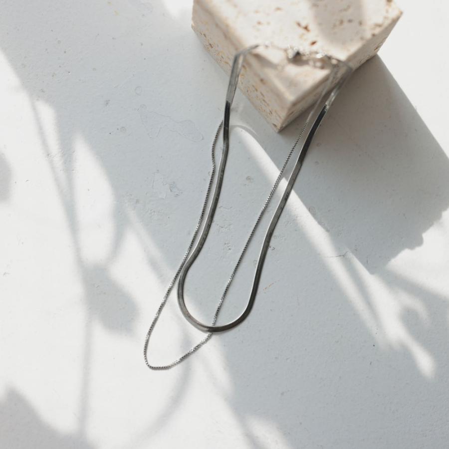 ステンレス 2連 ダブルチェーンネックレス ベネチアチェーン ヘリンボーン チェーン トレンド レイヤード |  | 02