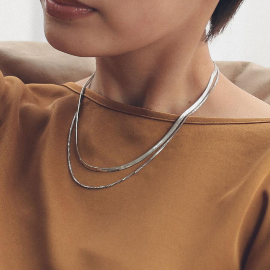 ステンレス 2連 ダブルチェーンネックレス ベネチアチェーン ヘリンボーン チェーン トレンド レイヤード |  | 05