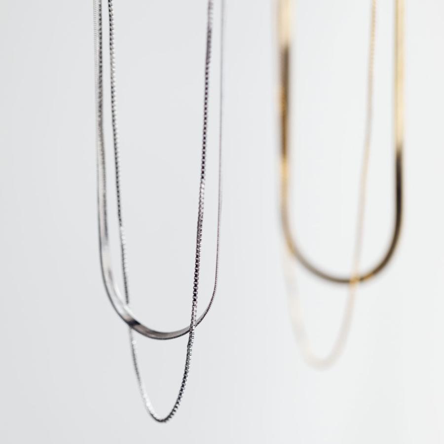 ステンレス 2連 ダブルチェーンネックレス ベネチアチェーン ヘリンボーン チェーン トレンド レイヤード |  | 08