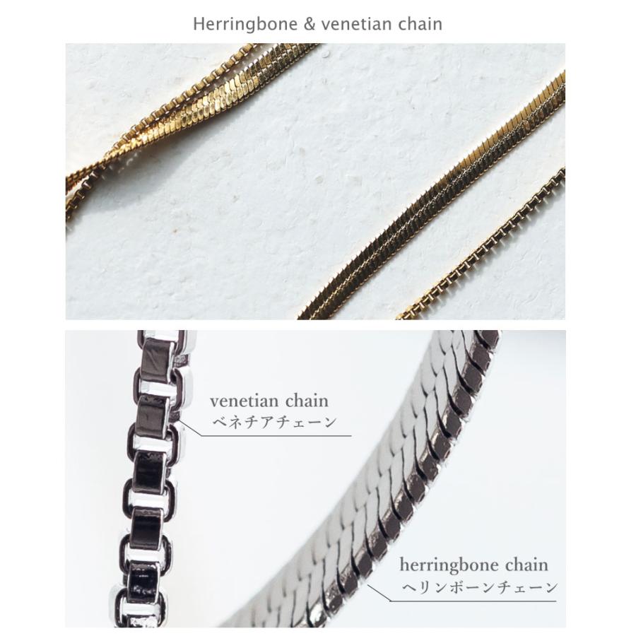 ステンレス 2連 ダブルチェーンネックレス ベネチアチェーン ヘリンボーン チェーン トレンド レイヤード |  | 09