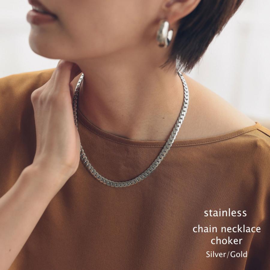 ステンレス ワイド チェーン ネックレス チョーカー スネークチェーンネックレス | 
