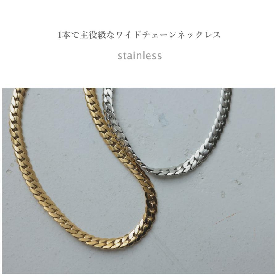 ステンレス ワイド チェーン ネックレス チョーカー スネークチェーンネックレス |  | 05