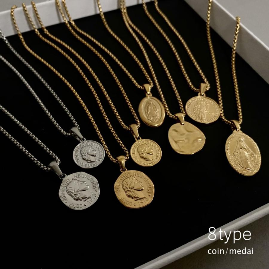 コイン メダイ サージカルステンレス ネックレス 60cm 70cm 長さ変更可 ロング ミドル ショート |  | 02
