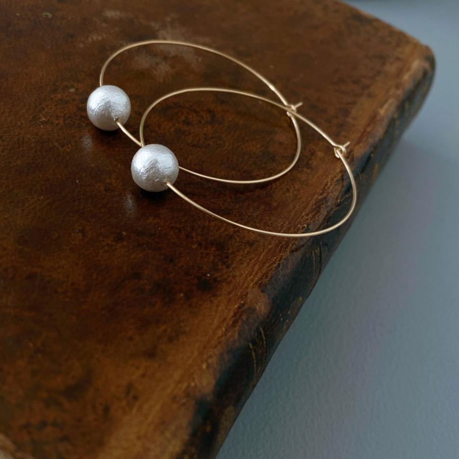 K14GFフープ×コットンパールピアス 清楚で優しいフェイスラインをつくる |  | 02