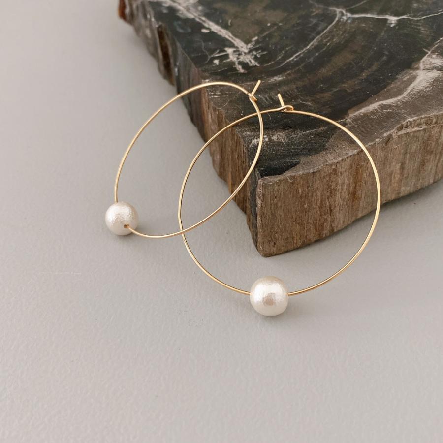 K14GFフープ×コットンパールピアス 清楚で優しいフェイスラインをつくる |  | 08